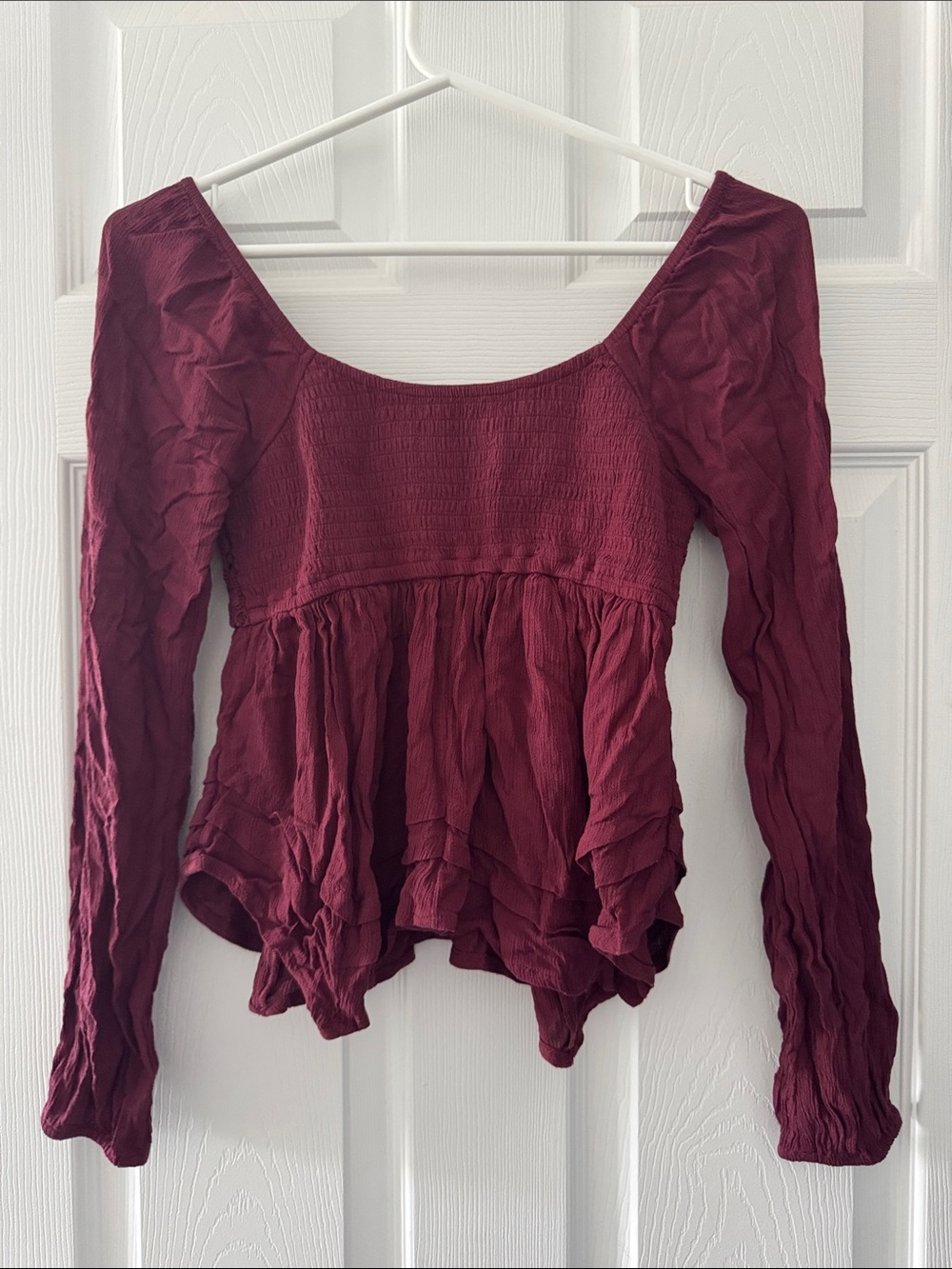 Hollister Burgundy Lace-Trim Peasant Top - Picture 3 of 3